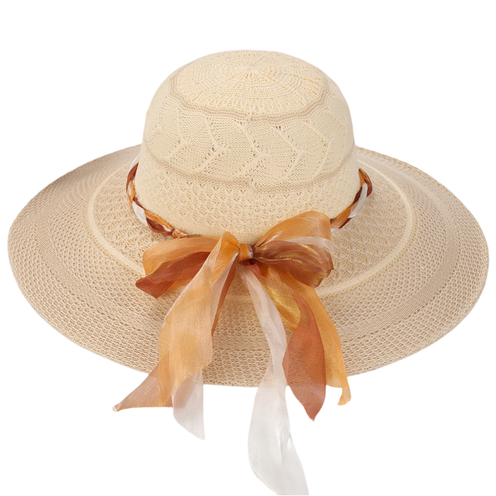 Hat Floppy Wide - 女性用ボウサンハット、クロシェハット、夏のビーチバケーション用ワイドブリムキャップ、レディース折りたたみ式UVカットフロッピーハット、アウトドア旅行用
