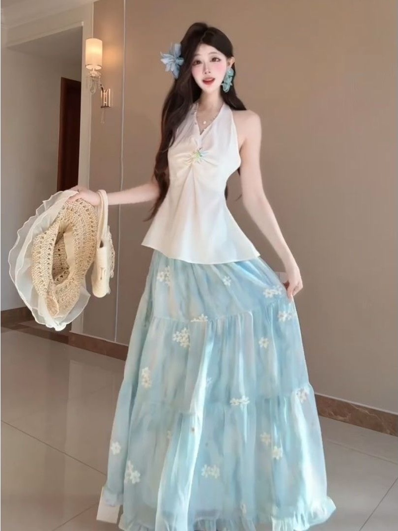 フレンチリビエラバケーションスタイルビーチフラワープリントツ - Midi Skirt Floral のレビューと価格