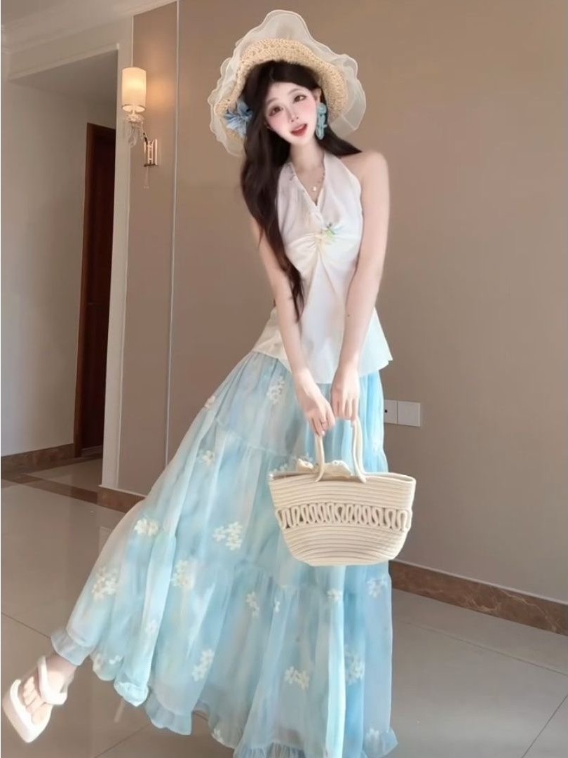 フレンチリビエラバケーションスタイルビーチフラワープリントツ - Midi Skirt Floral のレビューと価格
