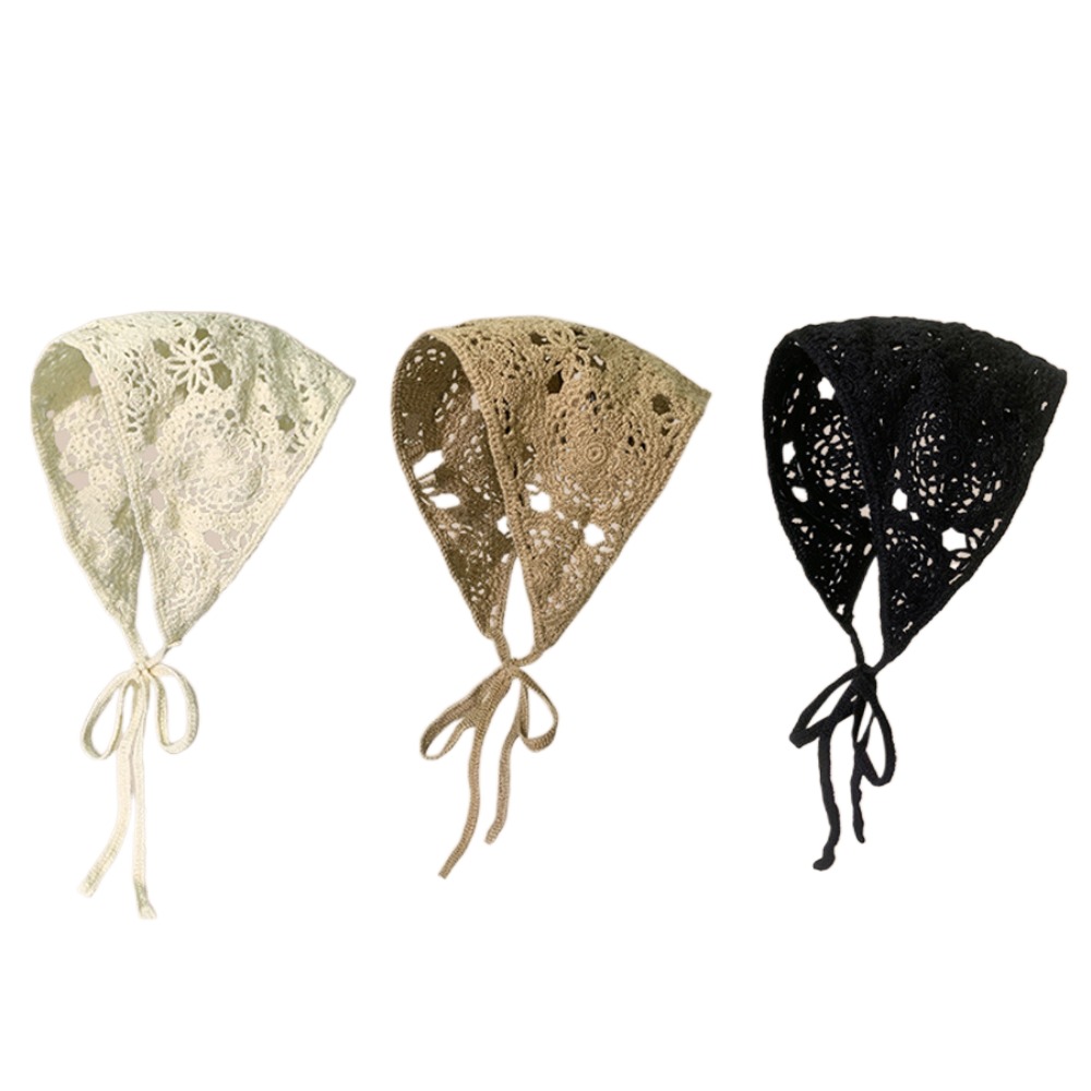 中空かぎ針編みの花のヘッドバンド、三角形のスカーフ、織りのバ - Headband Summer Knit のレビューと価格