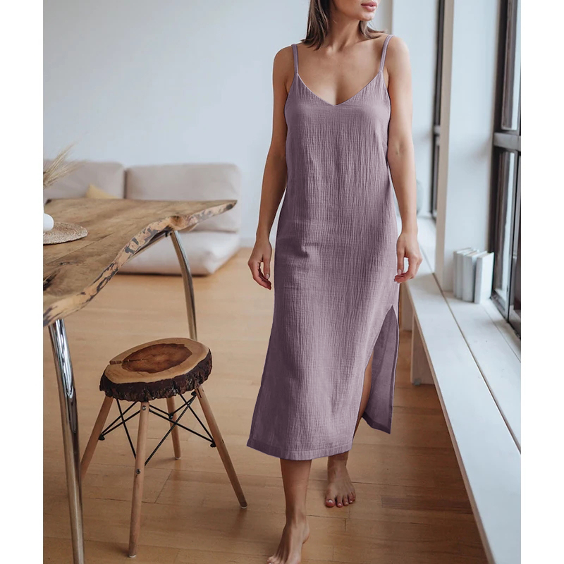モスリン綿 100% ガーゼ女性のドレスセクシーな調節可能な - Linen Dress Wrap のレビューと価格