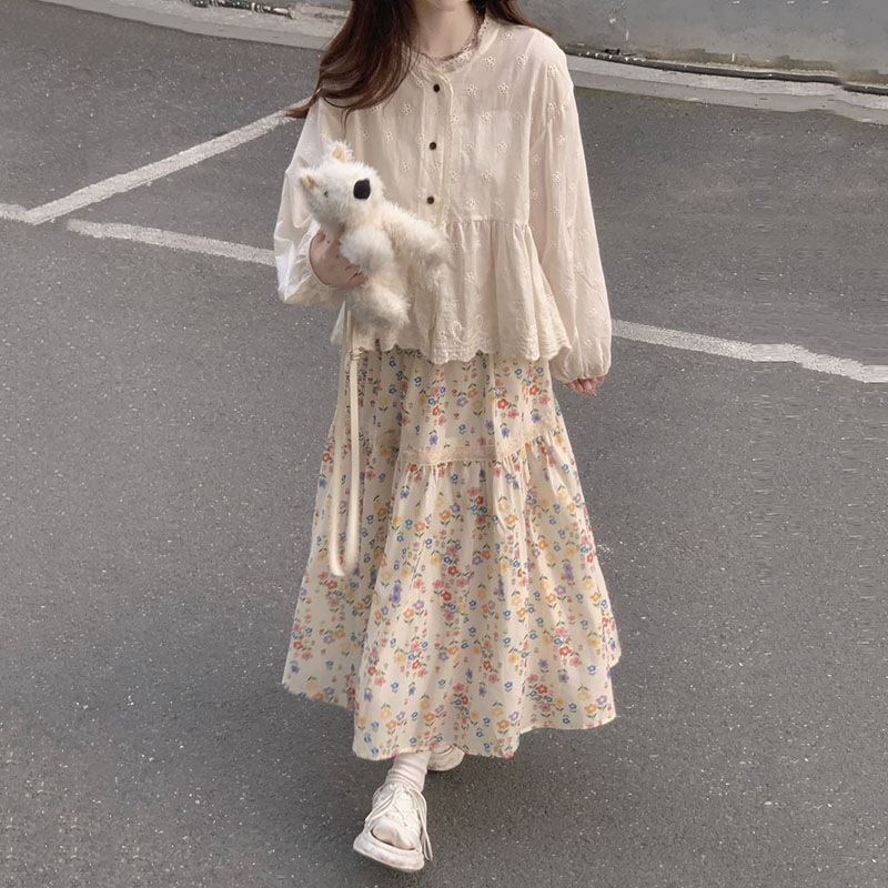 女性用フローラルプリントプリーツロングスカート,ヴィンテージ - Midi Skirt Floral のレビューと価格